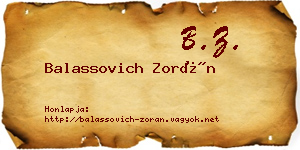 Balassovich Zorán névjegykártya